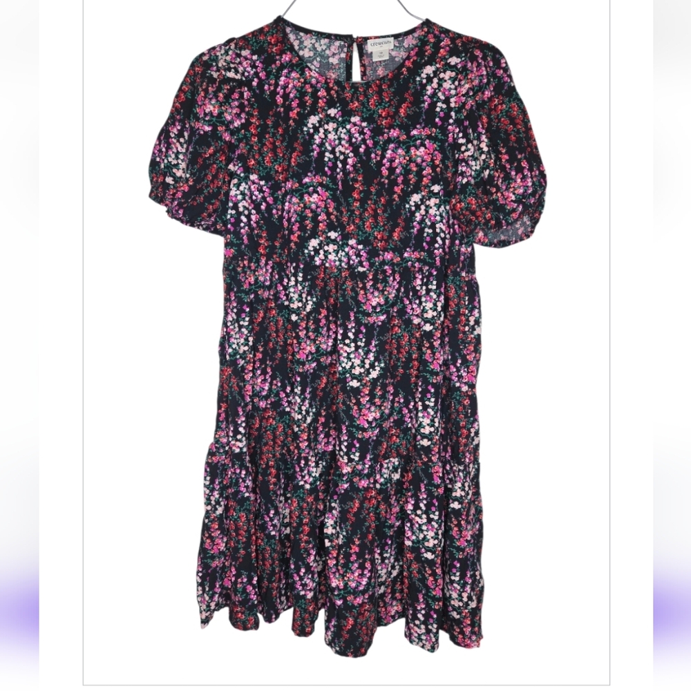 Crewcuts Factory Girls Floral Tiered Ruffle Puff Sleeve Dress Size 10